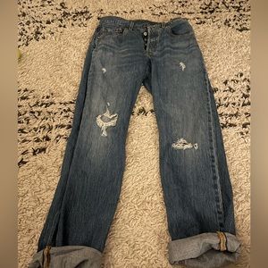 Button-fly, Distressed Levi 501s, size 26